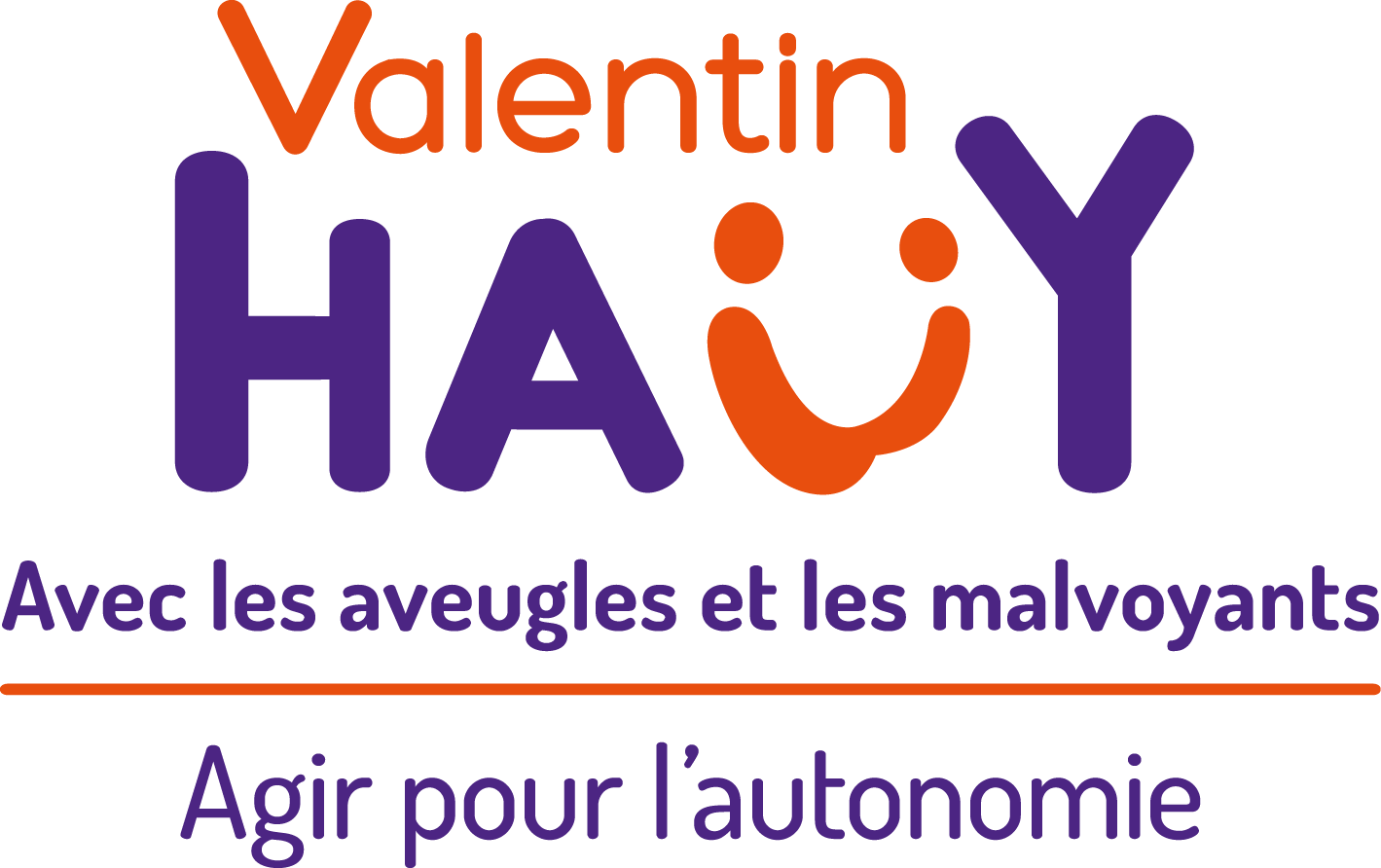 Logo Association Valentin Haüy. Avec les aveugles et les malvoyants.