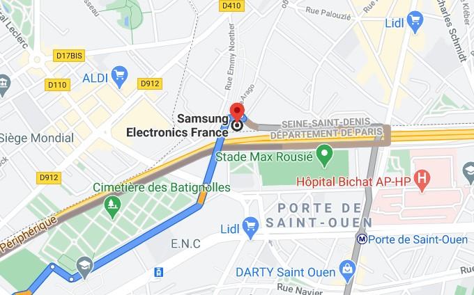 Situation carte Maps Samsung France