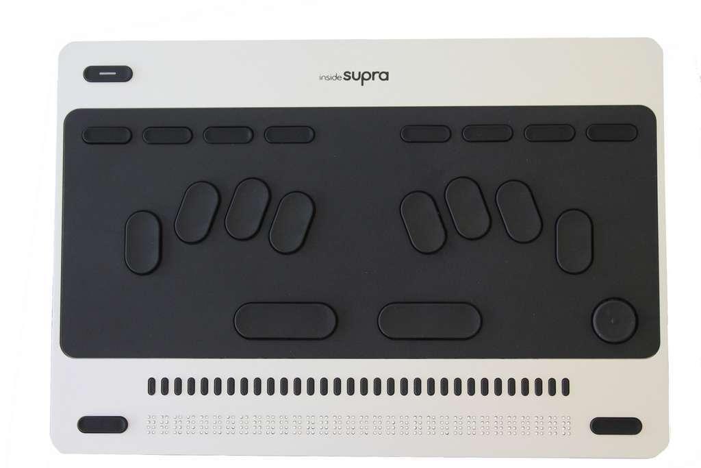 InsideSupra vue du dessus avec le clavier braille 10 touches et l'afficheur braille 32 caractères